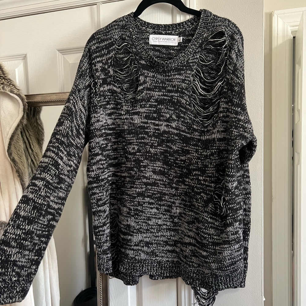 Black distressed sweater
